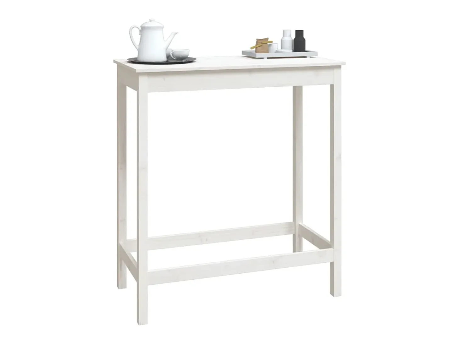 Mesa alta de bar madera maciza de pino blanco 100x50x110 cm