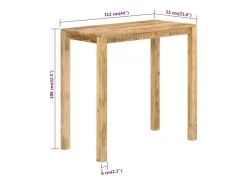 Mesa alta de bar madera maciza de mango 112x55x108 cm