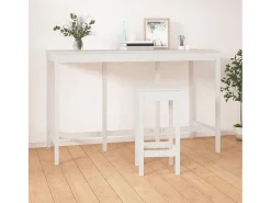 Mesa alta de bar madera maciza de pino blanco 180x80x110 cm ES382554