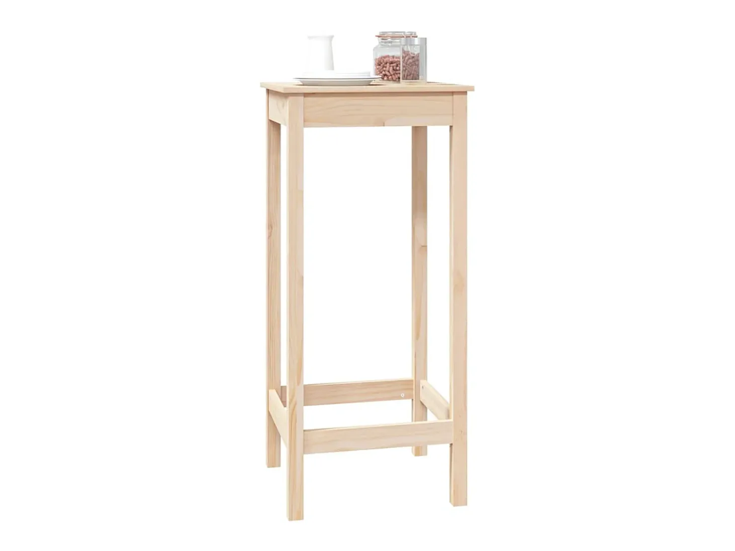 Mesa alta de bar madera maciza de pino 50x50x110 cm