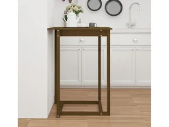 Mesa alta de bar madera maciza de pino marrón miel 80x80x110 cm