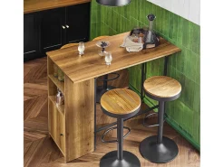 Mesa Alta de Bar Mesa Alta de Comedor con 1 Tablero Plegable Adicional, 1 Puerta y 2 Estantes 120 x 63 x 95 cm FWT98-PF SoBuy ES