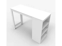 Mesa alta de bar para cocina moderna de 103 cm con estantes laterales Petra.