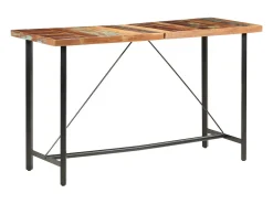 Mesa alta de cocina de madera maciza reciclada 180x70x107 cm