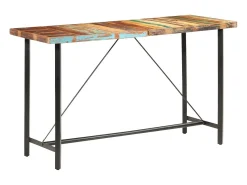 Mesa alta de cocina de madera maciza reciclada 180x70x107 cm