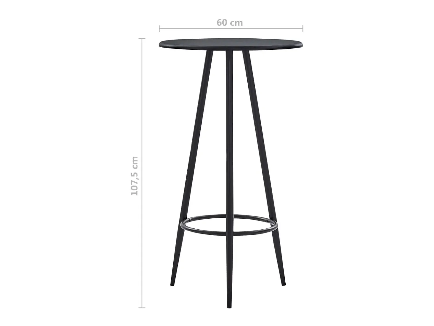 Mesa alta de cocina MDF negro 60x107,5 cm