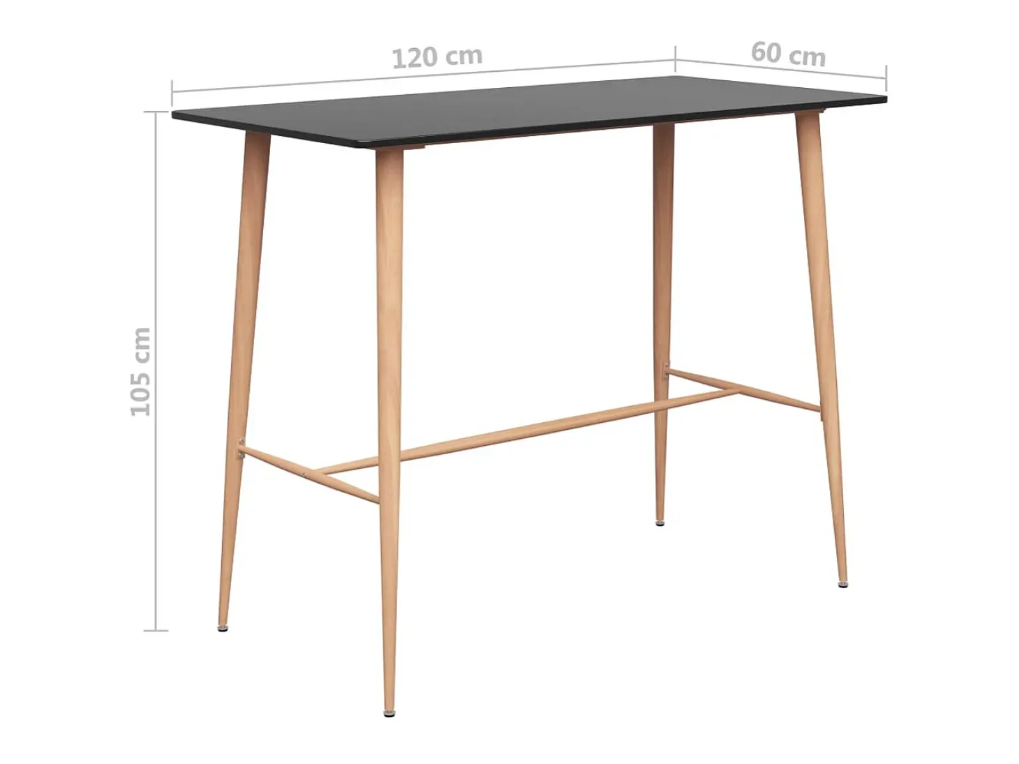 Mesa alta de cocina negro 120x60x105 cm