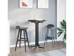 Mesa alta de comedor madera ingeniería y acero negro Ø70x110 cm