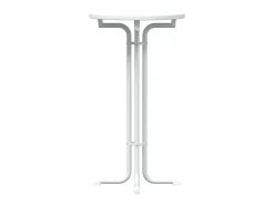 Mesa alta de comedor madera ingeniería y acero blanco Ø60x110cm ES508635