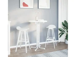 Mesa alta de comedor madera ingeniería y acero blanco Ø70x110cm ES805979