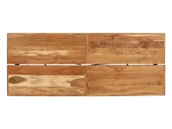 Mesa alta de hierro y madera maciza de acacia 180x70x107 cm