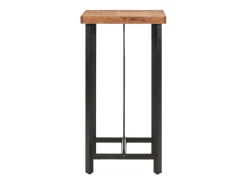 Mesa alta de hierro y madera maciza de acacia 55x55x107 cm