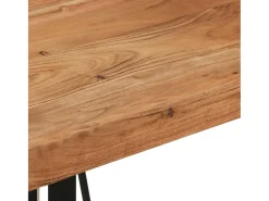Mesa alta de hierro y madera maciza de acacia 55x55x107 cm