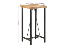 Mesa alta de hierro y madera maciza de mango 55x55x107 cm