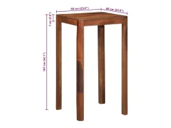 Mesa alta de madera maciza de acacia 60x60x107 cm