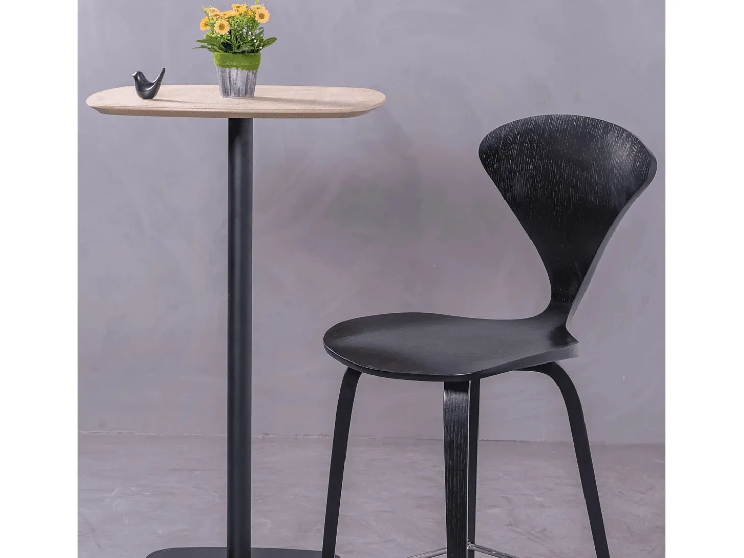 Mesa alta para bar de estilo industrial, 106cm de altura y 60x60cm - Pub - Roble