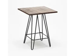 Mesa alta para taburetes industriales 60x60 metal acero madera Bolt - Marrón