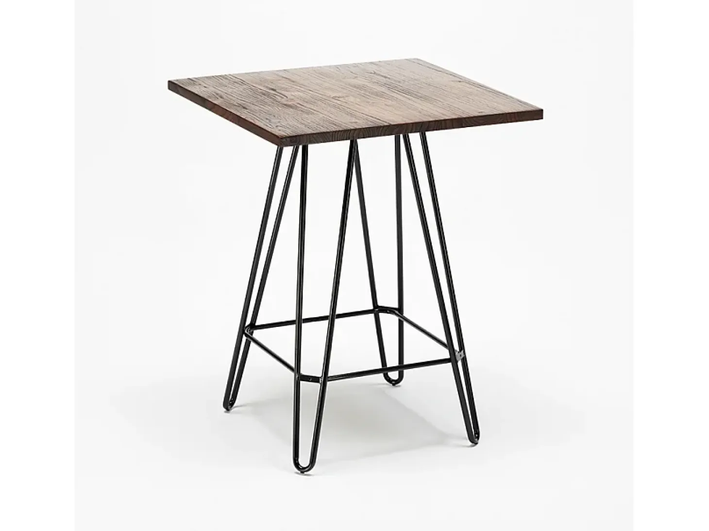 Mesa alta para taburetes industriales 60x60 metal acero madera Bolt - Marrón