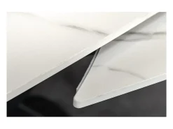Mesa ATONIA – Ovalada extensible 130 a 190 cm – Tablero de cerámica efecto mármol blanco – Patas de metal – Estilo moderno
