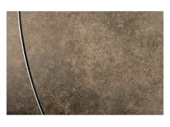 Mesa ATONIA – Ovalada extensible 130 a 190 cm – Tablero cerámico efecto mármol bronce – Patas de metal – Estilo moderno