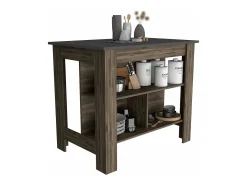 Mesa Auxiliar de cocina Cala en melamina con 3 estantes , 89.91 cm X 102.8 cm X 69.85 cm , Marrón