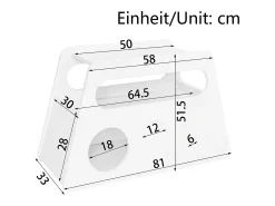 Mesa auxiliar moderna con ruedas, diseño seguro, blanca, MDF (81x33x51,5 cm)