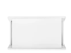 Mesa auxiliar moderna con ruedas, diseño seguro, blanca, MDF (81x33x51,5 cm)