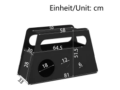 Mesa auxiliar moderna con ruedas, diseño seguro y funcional, Negro, MDF, (81x33x51,5 cm)