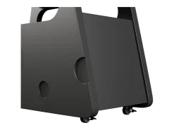 Mesa auxiliar moderna con ruedas, diseño seguro y funcional, Negro, MDF, (81x33x51,5 cm)