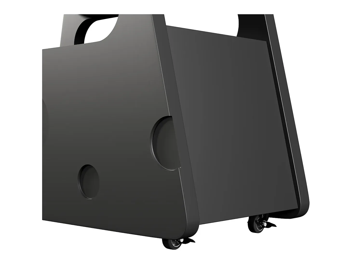 Mesa auxiliar moderna con ruedas, diseño seguro y funcional, Negro, MDF, (81x33x51,5 cm)