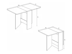 Mesa Auxiliar Suecia con Alas Abatibles 140cm. Comedor o Cocina Blanco y Cambria
