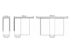 Mesa Auxiliar Suecia con Alas Abatibles 140cm. Comedor o Cocina Blanco y Cambria