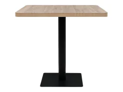 Mesa bar bistró MDF y acero cuadrada color roble 80x80x75 cm