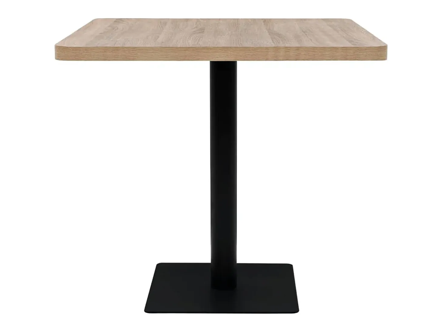 Mesa bar bistró MDF y acero cuadrada color roble 80x80x75 cm
