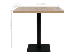 Mesa bar bistró MDF y acero cuadrada color roble 80x80x75 cm