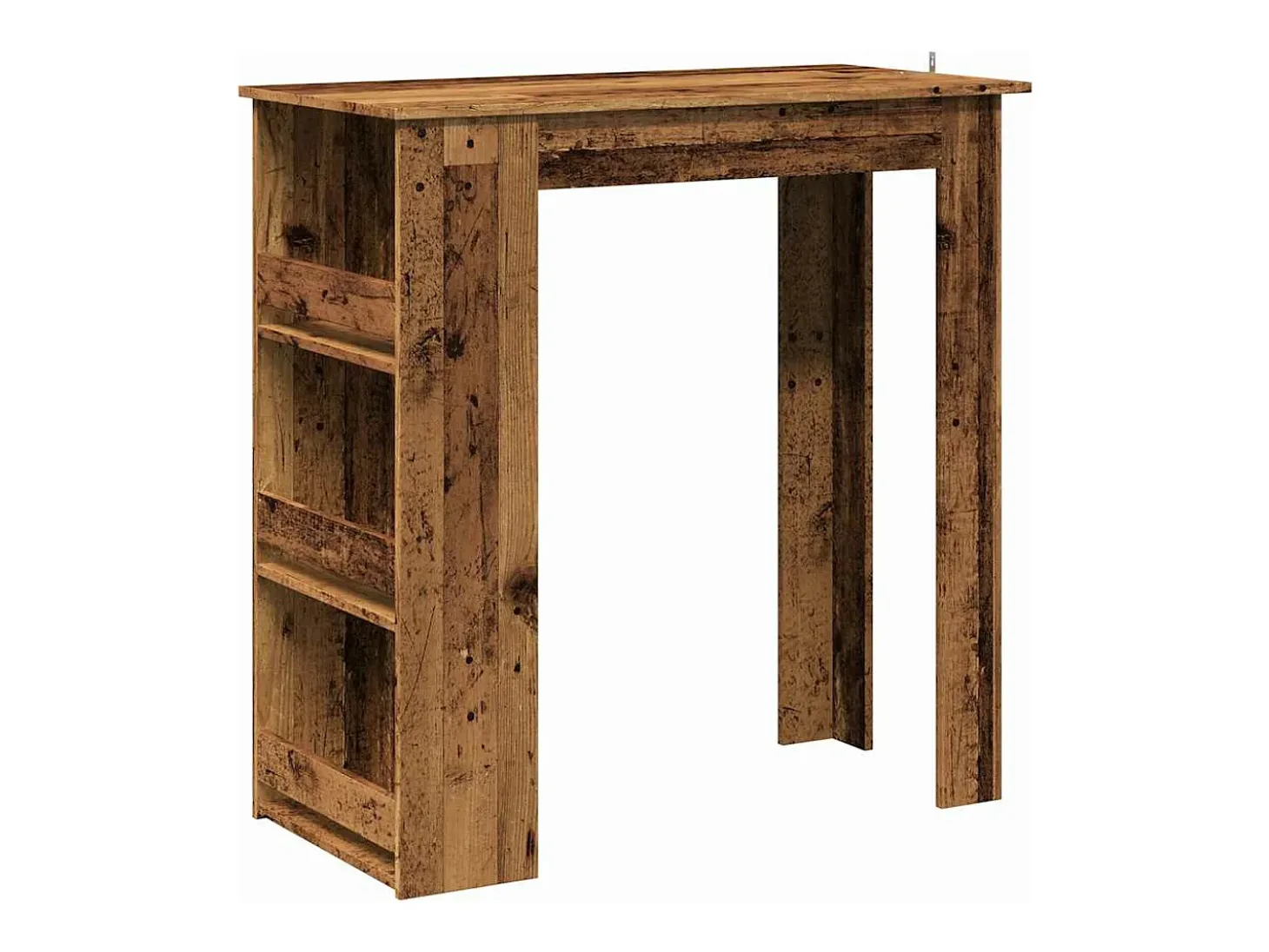 Mesa bar con estante almacenaje envejecida 102x50x103,5 cm