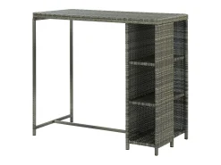 Mesa bar estante almacenaje 120x60x110cm ratán sintético gris ES542331