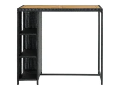 Mesa bar estante almacenaje 120x60x110 cm ratán sintético negro