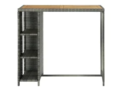 Mesa bar estante almacenaje 120x60x110 cm ratán sintético gris ES450133