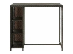 Mesa bar estante almacenaje 120x60x110cm ratán sintético marrón