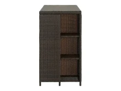 Mesa bar estante almacenaje 120x60x110cm ratán sintético marrón