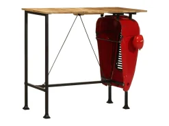 Mesa bar tractor madera maciza mango rojo y marrón 55x120x107cm