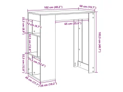 Mesa bar y estantes madera ingeniería envejecida 102x50x103,5cm