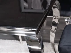 Mesa barroca de metal y cerámica negra 150cm Bolti