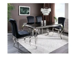 Mesa barroca de metal y cerámica negra 150cm Bolti