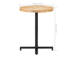 Mesa bistro redonda Ø60x75 cm Madera de mango en bruto