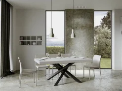Mesa blanca con patas entrelazadas antracita 160 cm Artemis