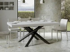 Mesa blanca con patas entrelazadas antracita 160 cm Artemis