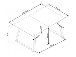Mesa blanca y gris con patas de metal 200x90cm Mally