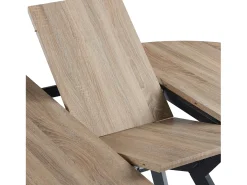 Mesa Comedor Alfa Extensible 120/160cm Melamina Roble/Negro, Patas Metal